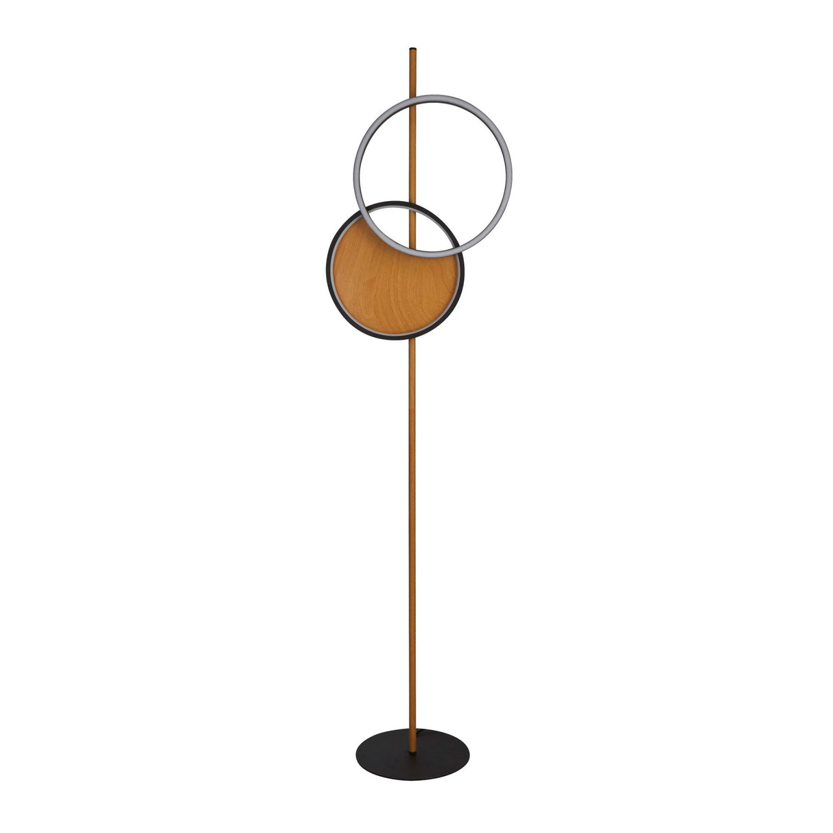 Searchlight Electric Curio Floor Lamp - Black Metal & Wood 36302-1BK