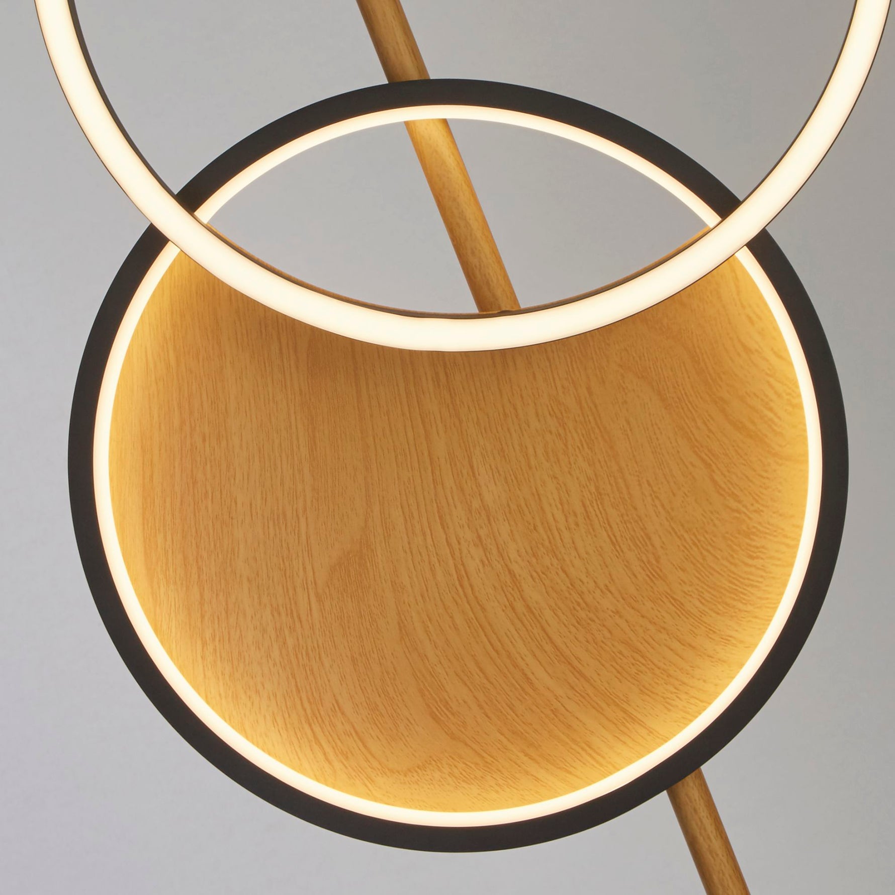 Searchlight Electric Curio Floor Lamp - Black Metal & Wood 36302-1BK