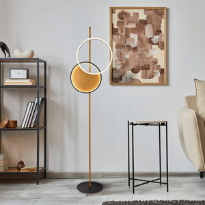 Searchlight Electric Curio Floor Lamp - Black Metal & Wood 36302-1BK