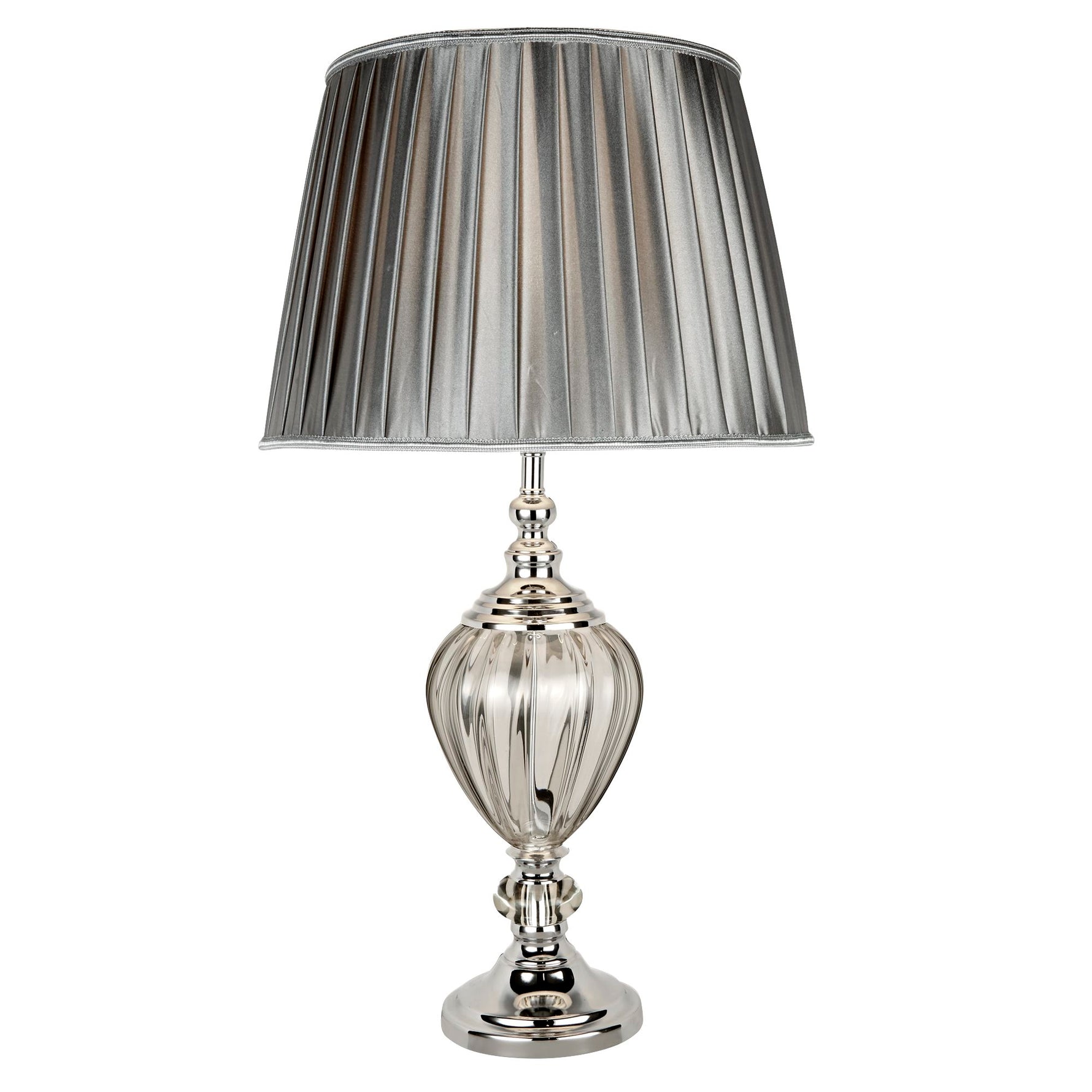 Searchlight Electric Greyson Table Lamp - Chrome, Smoked Glass & Pewter Shade 3721CL