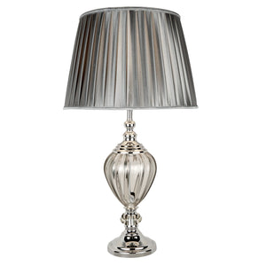 Searchlight Electric Greyson Table Lamp - Chrome, Smoked Glass & Pewter Shade 3721CL