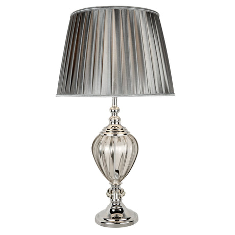 Searchlight Electric Greyson Table Lamp - Chrome, Smoked Glass & Pewter Shade 3721CL