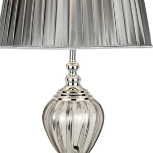Searchlight Electric Greyson Table Lamp - Chrome, Smoked Glass & Pewter Shade 3721CL