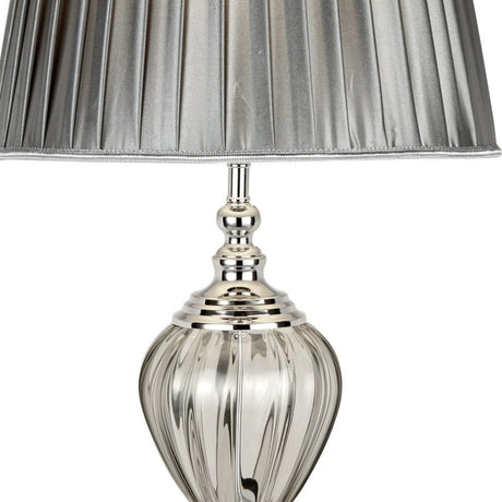 Searchlight Electric Greyson Table Lamp - Chrome, Smoked Glass & Pewter Shade 3721CL