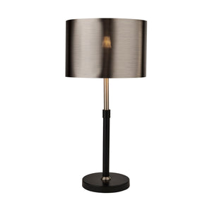Rachel Table Lamp- Black, Silver, Chrome Metal & Black Shade
