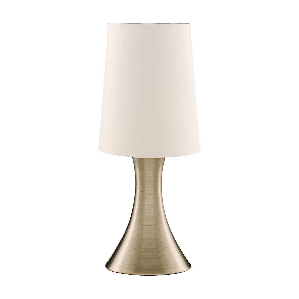 Touch Table Lamp - Antique Brass Metal & Cream Fabric Shade