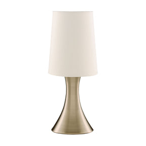 Touch Table Lamp - Antique Brass Metal & Cream Fabric Shade