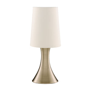 Touch Table Lamp - Antique Brass Metal & Cream Fabric Shade