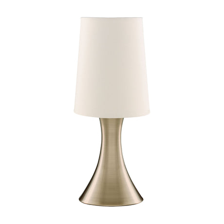 Touch Table Lamp - Antique Brass Metal & Cream Fabric Shade
