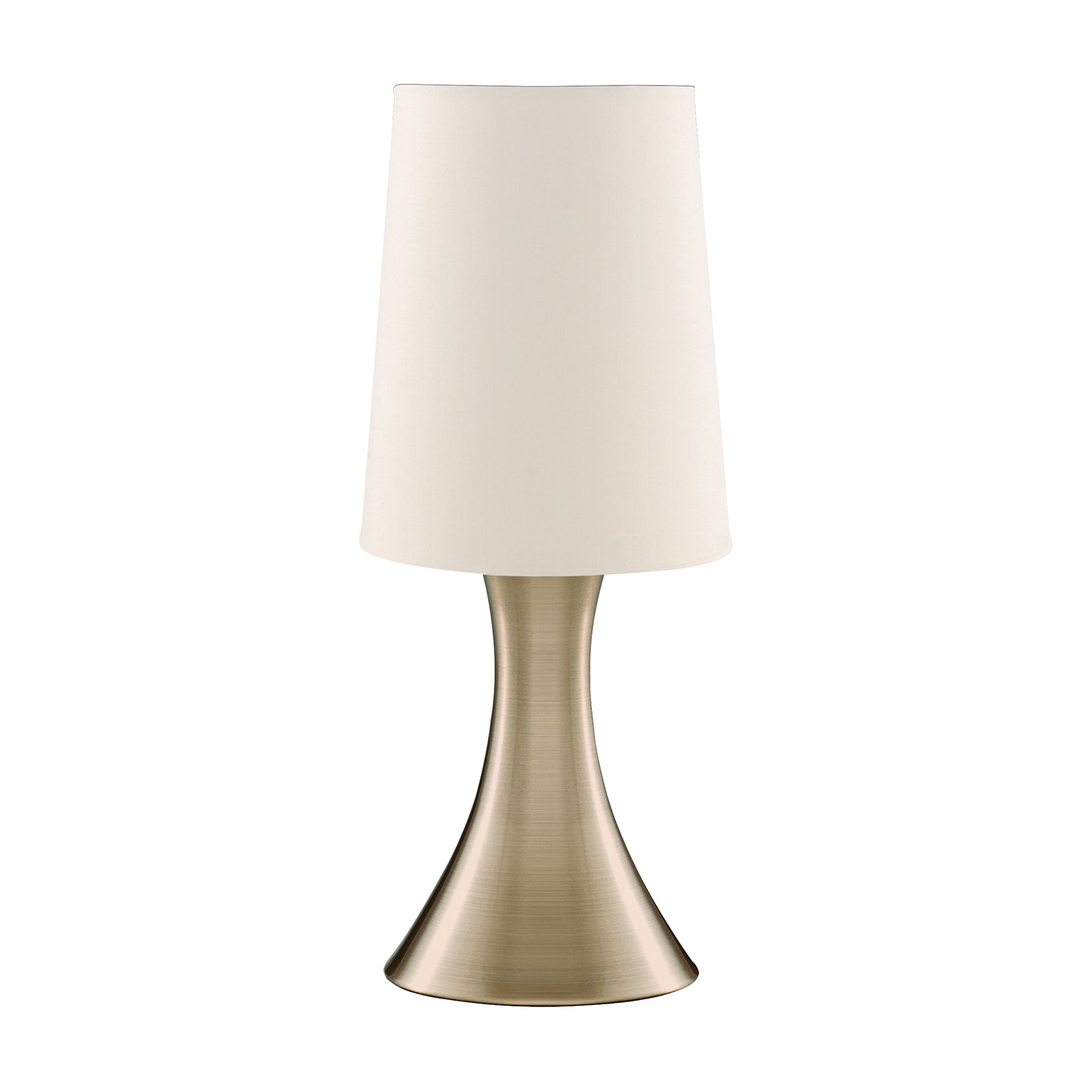 Searchlight Electric Touch Table Lamp - Antique Brass Metal & Cream Fabric Shade 3922AB