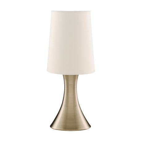 Searchlight Electric Touch Table Lamp - Antique Brass Metal & Cream Fabric Shade 3922AB