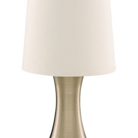Searchlight Electric Touch Table Lamp - Antique Brass Metal & Cream Fabric Shade 3922AB