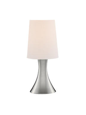 Touch Table Lamp - Satin Silver Metal & White Fabric Shade