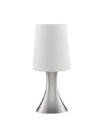 Searchlight Electric Touch Table Lamp - Satin Silver Metal & White Fabric Shade 3922SS