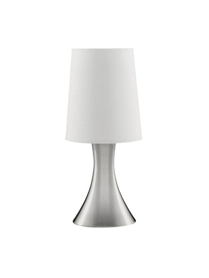 Searchlight Electric Touch Table Lamp - Satin Silver Metal & White Fabric Shade 3922SS