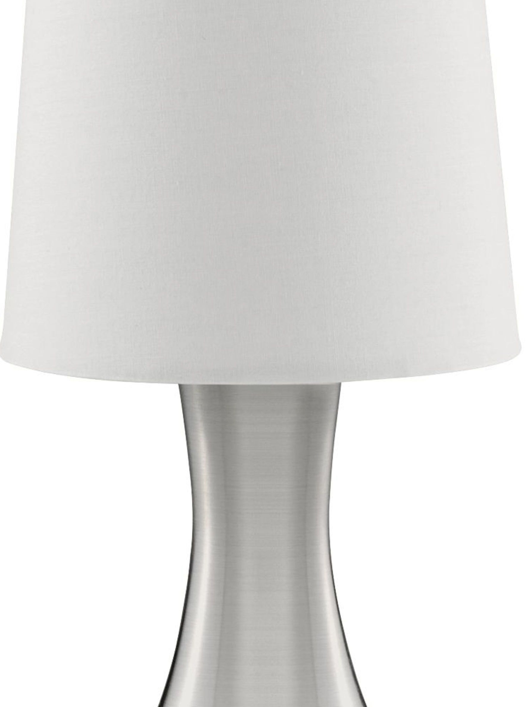 Searchlight Electric Touch Table Lamp - Satin Silver Metal & White Fabric Shade 3922SS