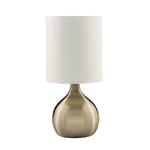 Touch Table Lamp - Antique Brass Metal & Ivory Fabric Shade