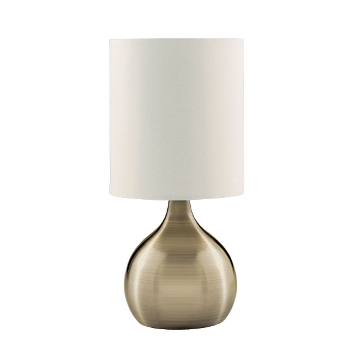 Searchlight Electric Touch Table Lamp - Antique Brass Metal & Ivory Fabric Shade 3923AB
