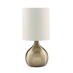 Searchlight Electric Touch Table Lamp - Antique Brass Metal & Ivory Fabric Shade 3923AB