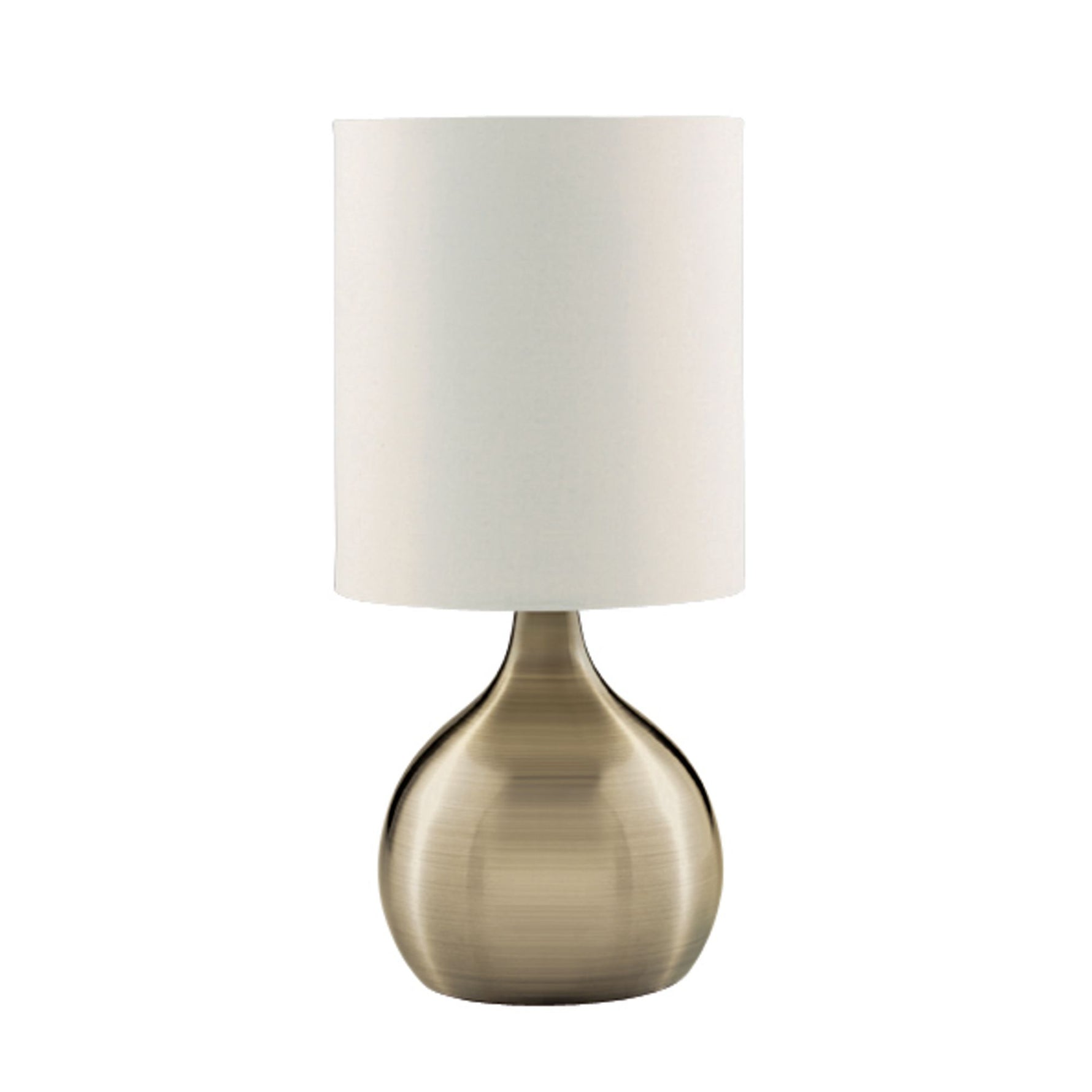 Searchlight Electric Touch Table Lamp - Antique Brass Metal & Ivory Fabric Shade 3923AB