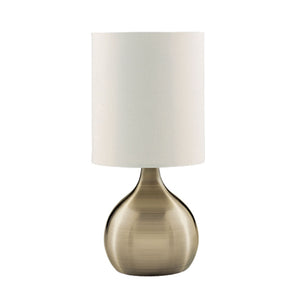 Searchlight Electric Touch Table Lamp - Antique Brass Metal & Ivory Fabric Shade 3923AB