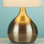 Searchlight Electric Touch Table Lamp - Antique Brass Metal & Ivory Fabric Shade 3923AB