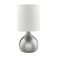 Touch Table Lamp - Satin Silver Metal & Ivory Fabric Shade
