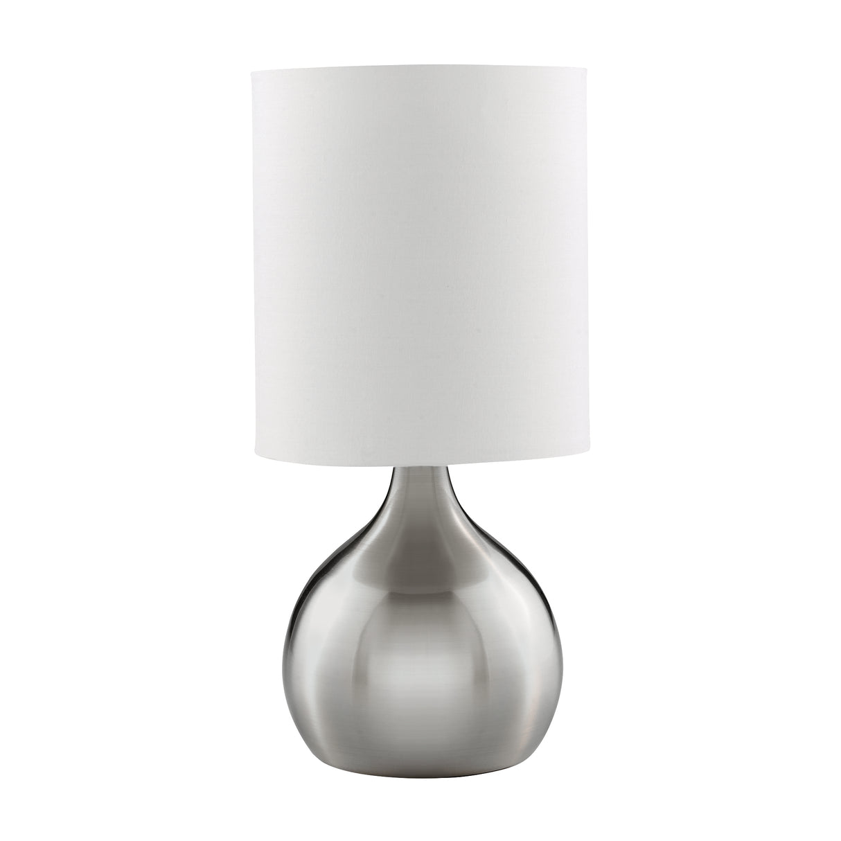 Searchlight Electric Touch Table Lamp - Satin Silver Metal & Ivory Fabric Shade 3923SS