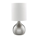 Searchlight Electric Touch Table Lamp - Satin Silver Metal & Ivory Fabric Shade 3923SS