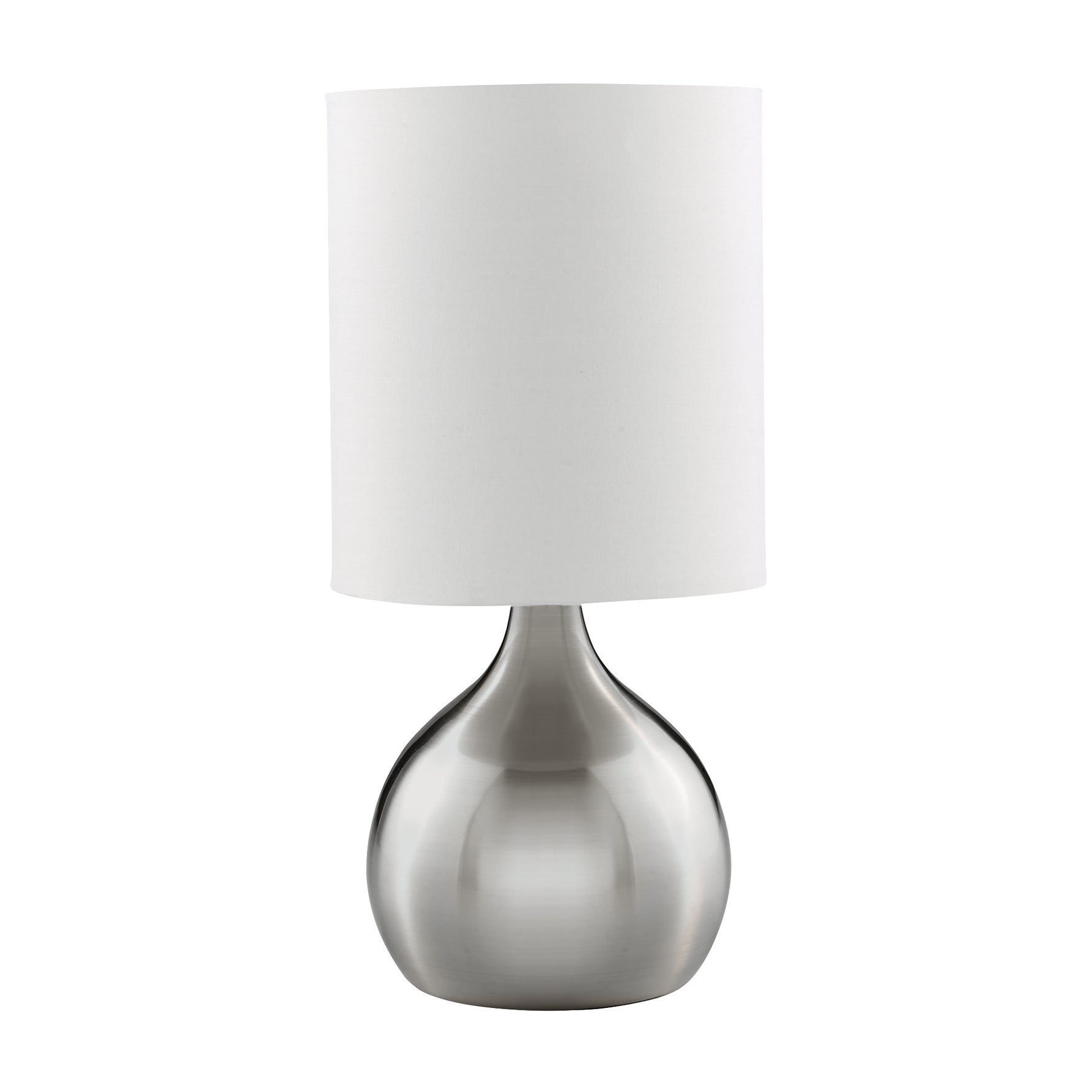 Searchlight Electric Touch Table Lamp - Satin Silver Metal & Ivory Fabric Shade 3923SS