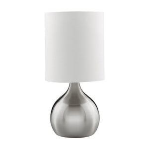 Searchlight Electric Touch Table Lamp - Satin Silver Metal & Ivory Fabric Shade 3923SS
