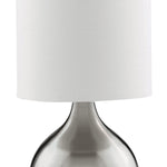 Searchlight Electric Touch Table Lamp - Satin Silver Metal & Ivory Fabric Shade 3923SS