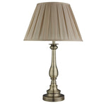 Flemish Table Lamp - Antique Brass Metal, Mink Pleated Shade