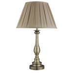 Searchlight Electric Flemish Table Lamp - Antique Brass Metal, Mink Pleated Shade 4023AB