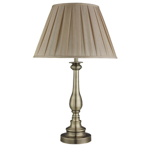 Searchlight Electric Flemish Table Lamp - Antique Brass Metal, Mink Pleated Shade 4023AB