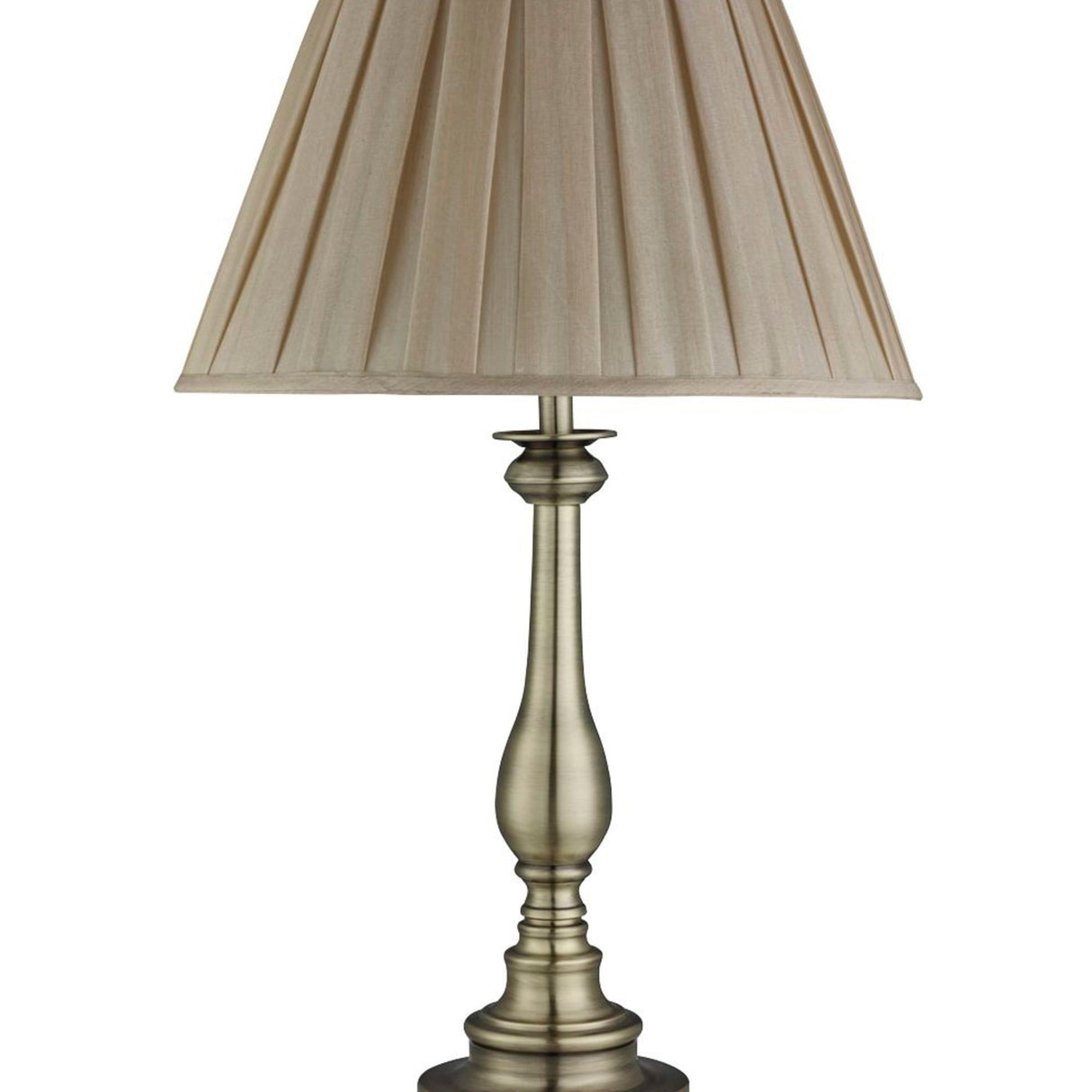 Searchlight Electric Flemish Table Lamp - Antique Brass Metal, Mink Pleated Shade 4023AB