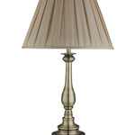 Searchlight Electric Flemish Table Lamp - Antique Brass Metal, Mink Pleated Shade 4023AB