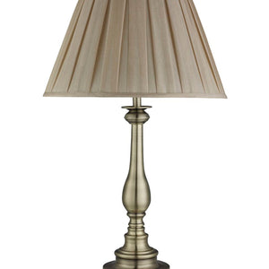 Searchlight Electric Flemish Table Lamp - Antique Brass Metal, Mink Pleated Shade 4023AB