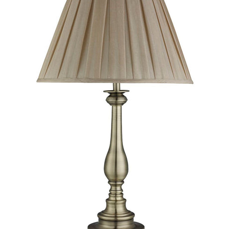 Searchlight Electric Flemish Table Lamp - Antique Brass Metal, Mink Pleated Shade 4023AB