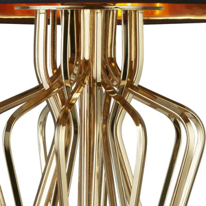Searchlight Electric Ethan Table Lamp - Gold Metal, Black Marble & Black Fabric 4110GO