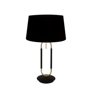 Searchlight Electric Jazz Table Lamp - Black, Satin Brass Metal & Black Velvet 41431SB