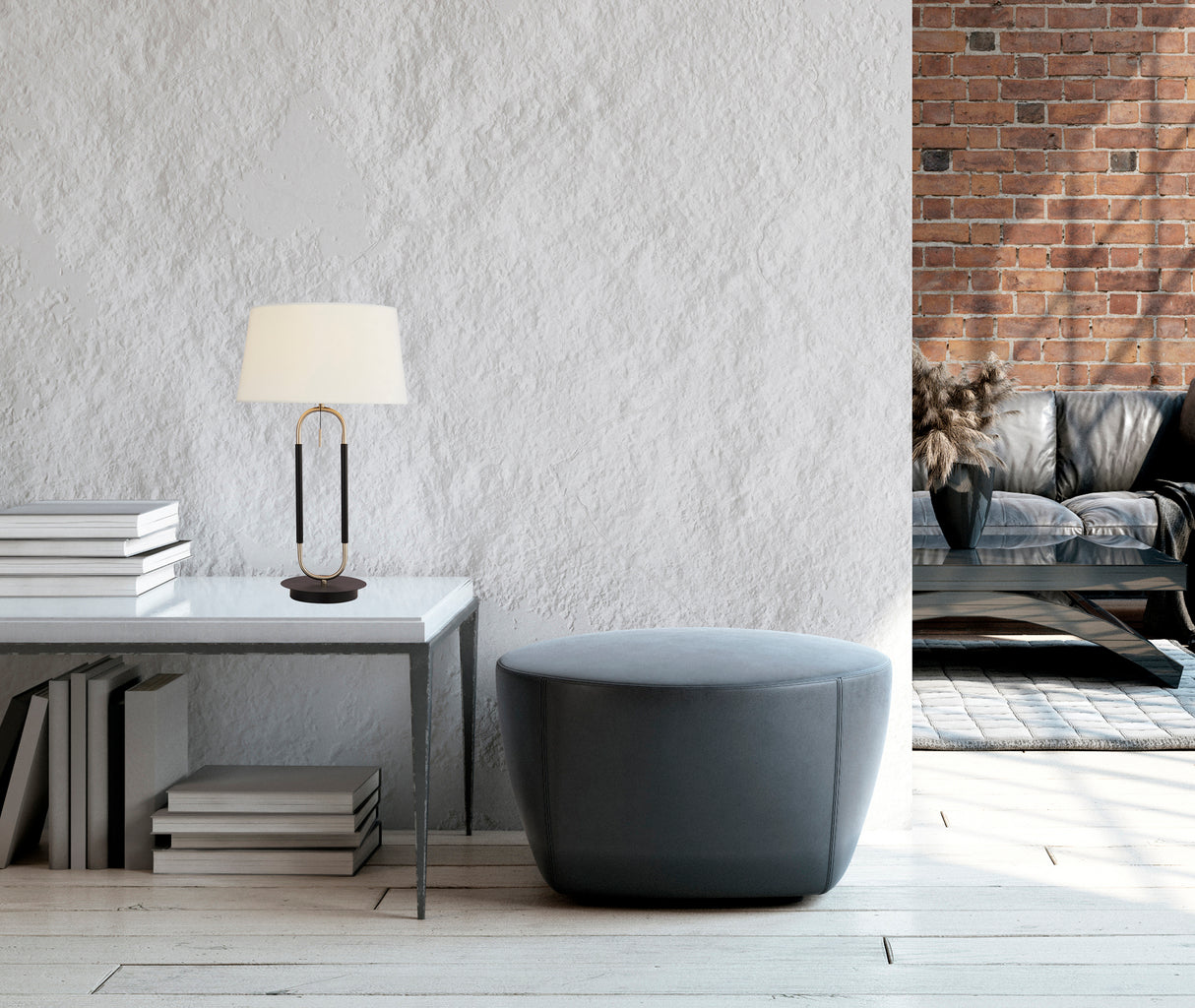 Searchlight Electric Jazz Table Lamp - Black, Satin Silver Metal & White Velvet 41431SS
