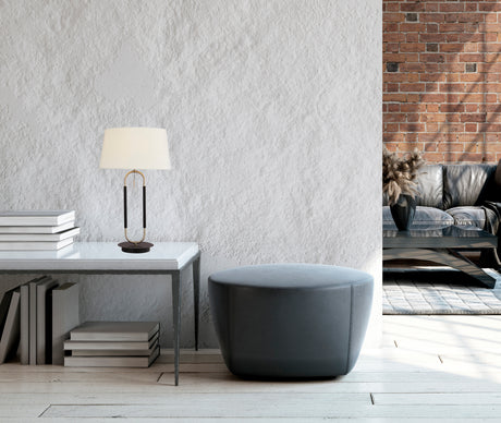 Searchlight Electric Jazz Table Lamp - Black, Satin Silver Metal & White Velvet 41431SS