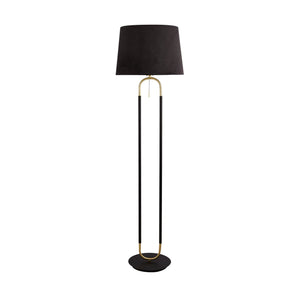 Searchlight Electric Jazz Floor Lamp - Black, Satin Brass Metal & Black Velvet 41432SB