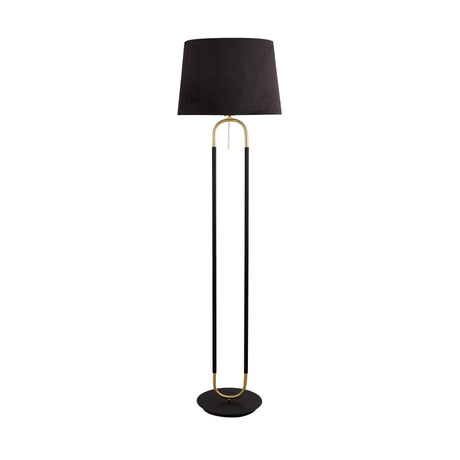 Searchlight Electric Jazz Floor Lamp - Black, Satin Brass Metal & Black Velvet 41432SB
