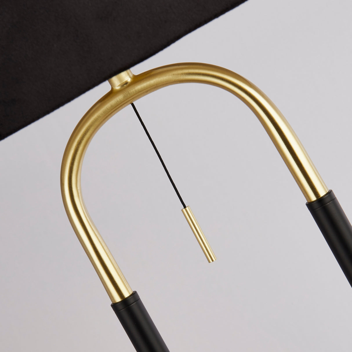 Searchlight Electric Jazz Floor Lamp - Black, Satin Brass Metal & Black Velvet 41432SB