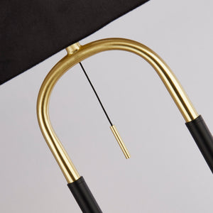 Searchlight Electric Jazz Floor Lamp - Black, Satin Brass Metal & Black Velvet 41432SB
