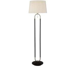 Jazz Floor Lamp - Black, Satin Silver Metal & White Velvet