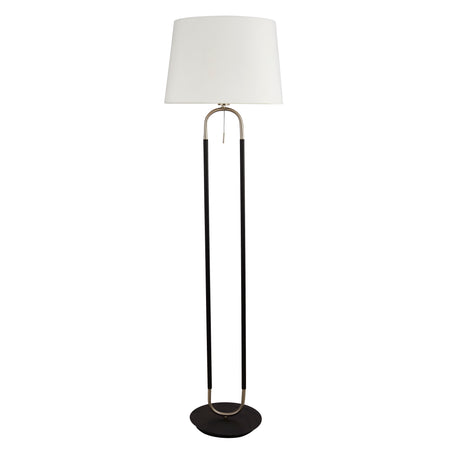 Searchlight Electric Jazz Floor Lamp - Black, Satin Silver Metal & White Velvet 41432SS