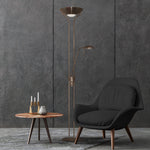Searchlight Electric Mother & Child Floor Lamp - Antique Brass Metal & Glass 4329AB